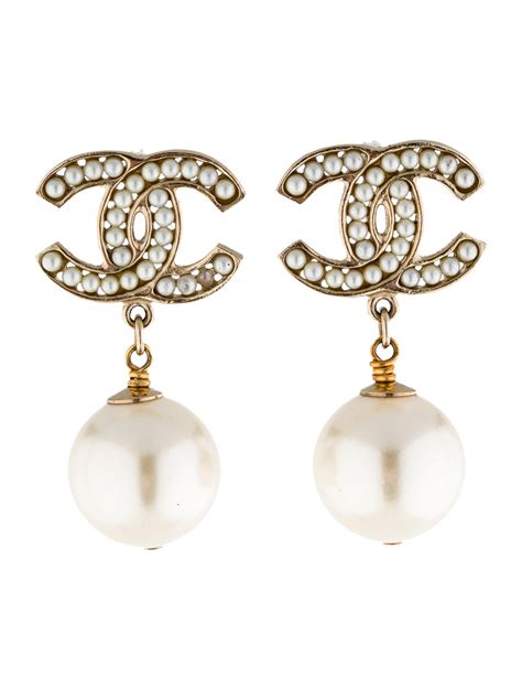 chanel replica drop earrings|chanel cc drop pearl earrings.